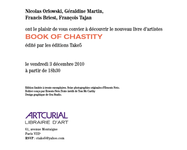 ARTCURIAL BOOK OF CHASTITY - Éditions Take5